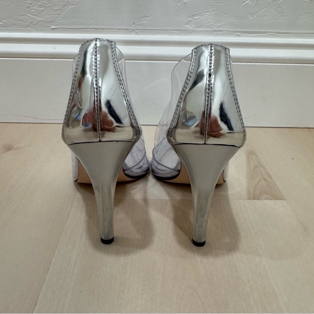 Good American Women's 7.5 Cinder-F*cking-Rella Pointed Toe Pumps Clear Silver - Picture 6 of 12
